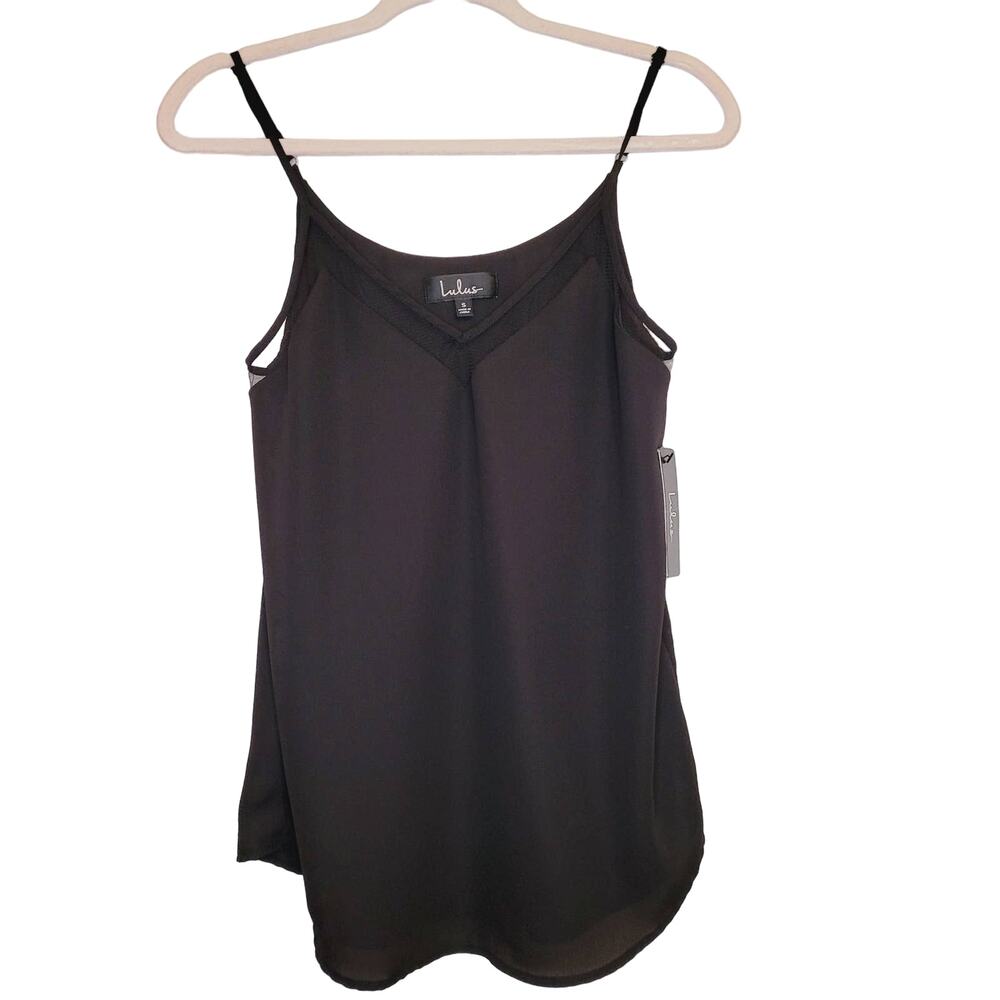 New Lulu's black sheer layered vneck camisole top Size Small Whimsigoth Y2K